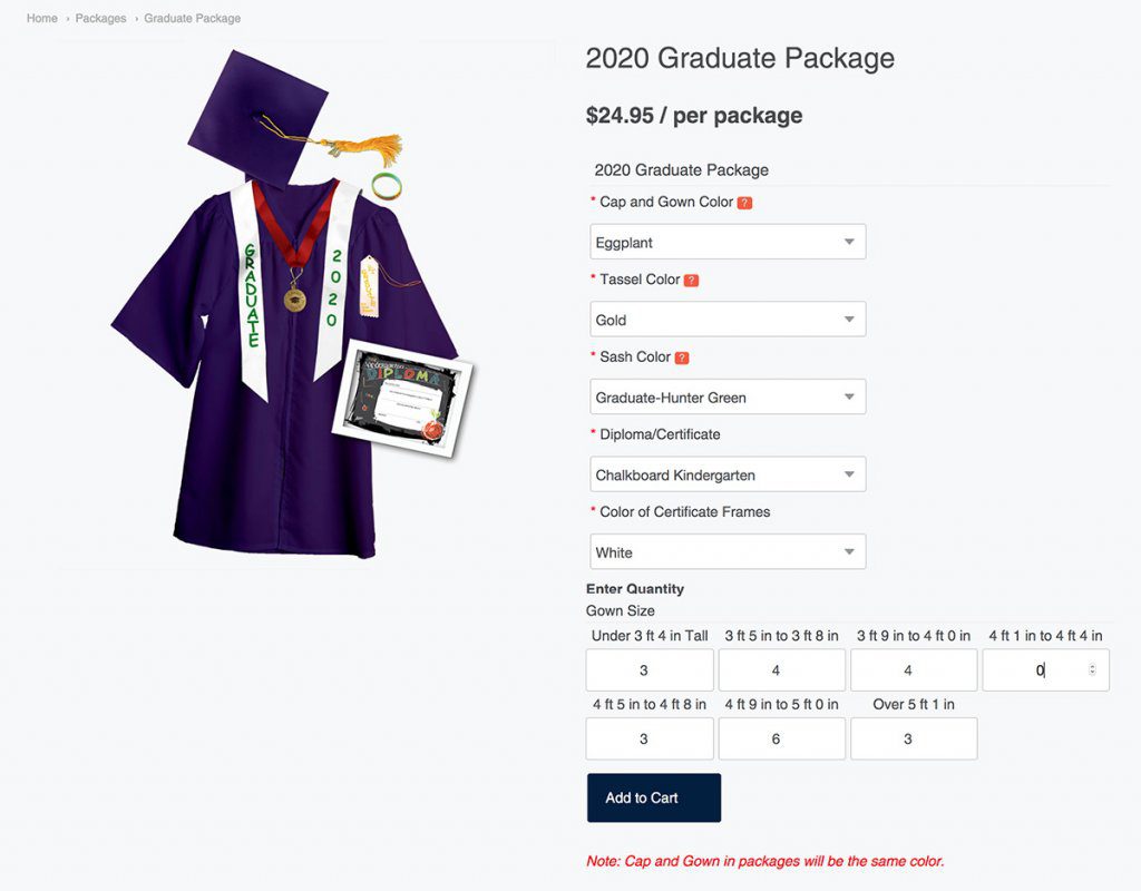 Graduate Package Configurator live preview