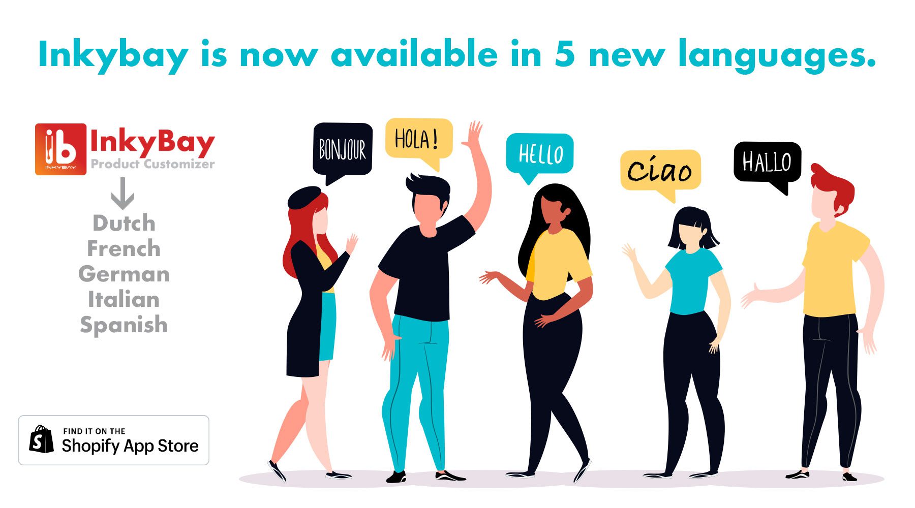 Inkybay product customizer available in Dutch French German Italian Spanish