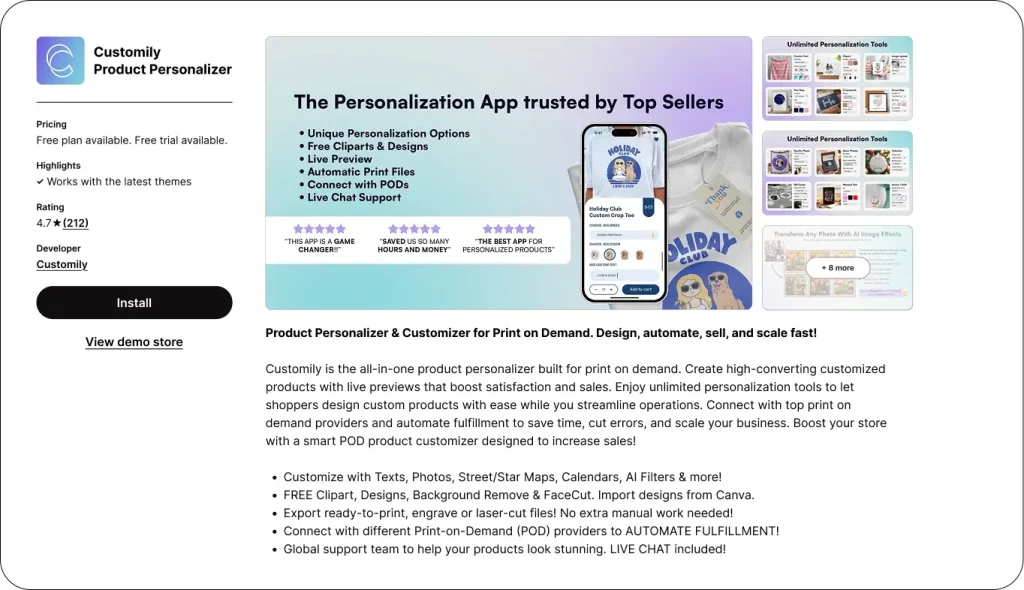 customily shopify app