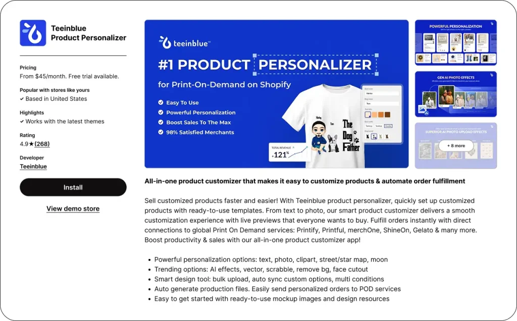 teeinblue shopify app