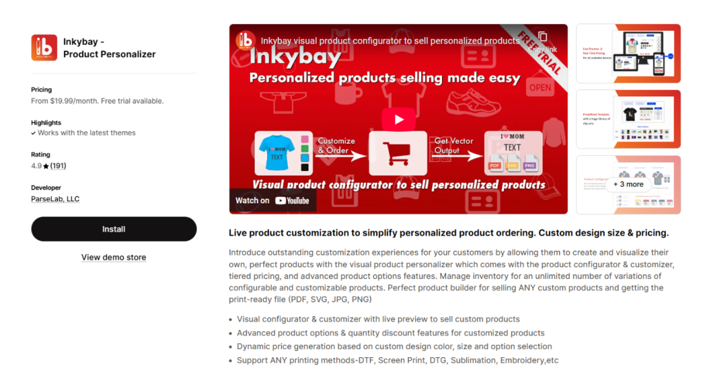 Inkybay - Product Customizer