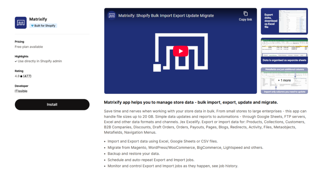 Matrixify - Bulk Import Export Update Migrate