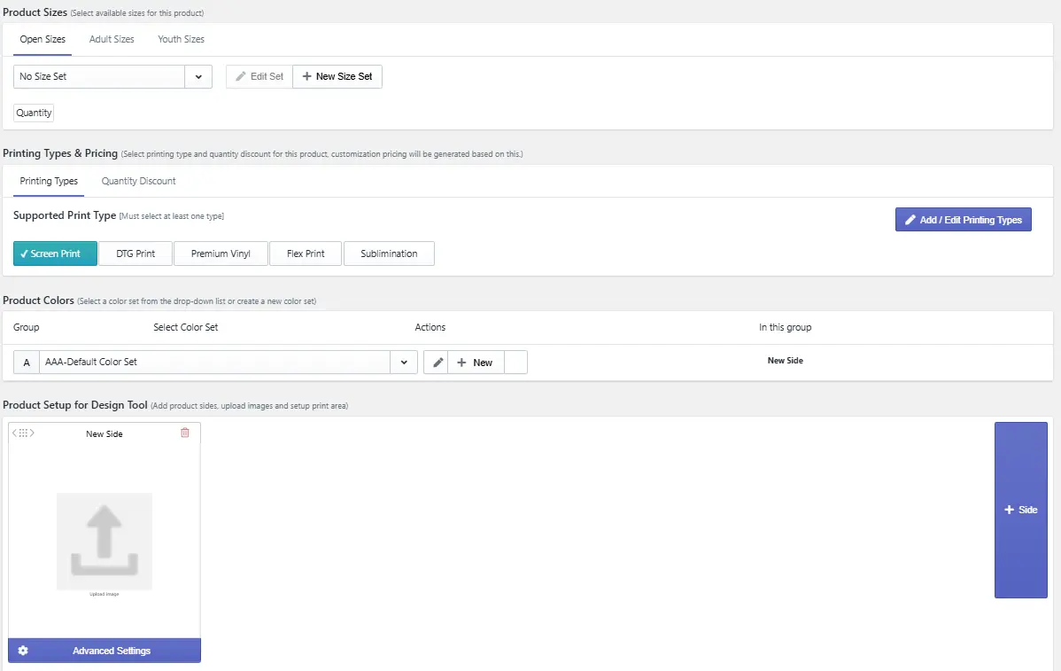 setting price size printing type using Inkybay