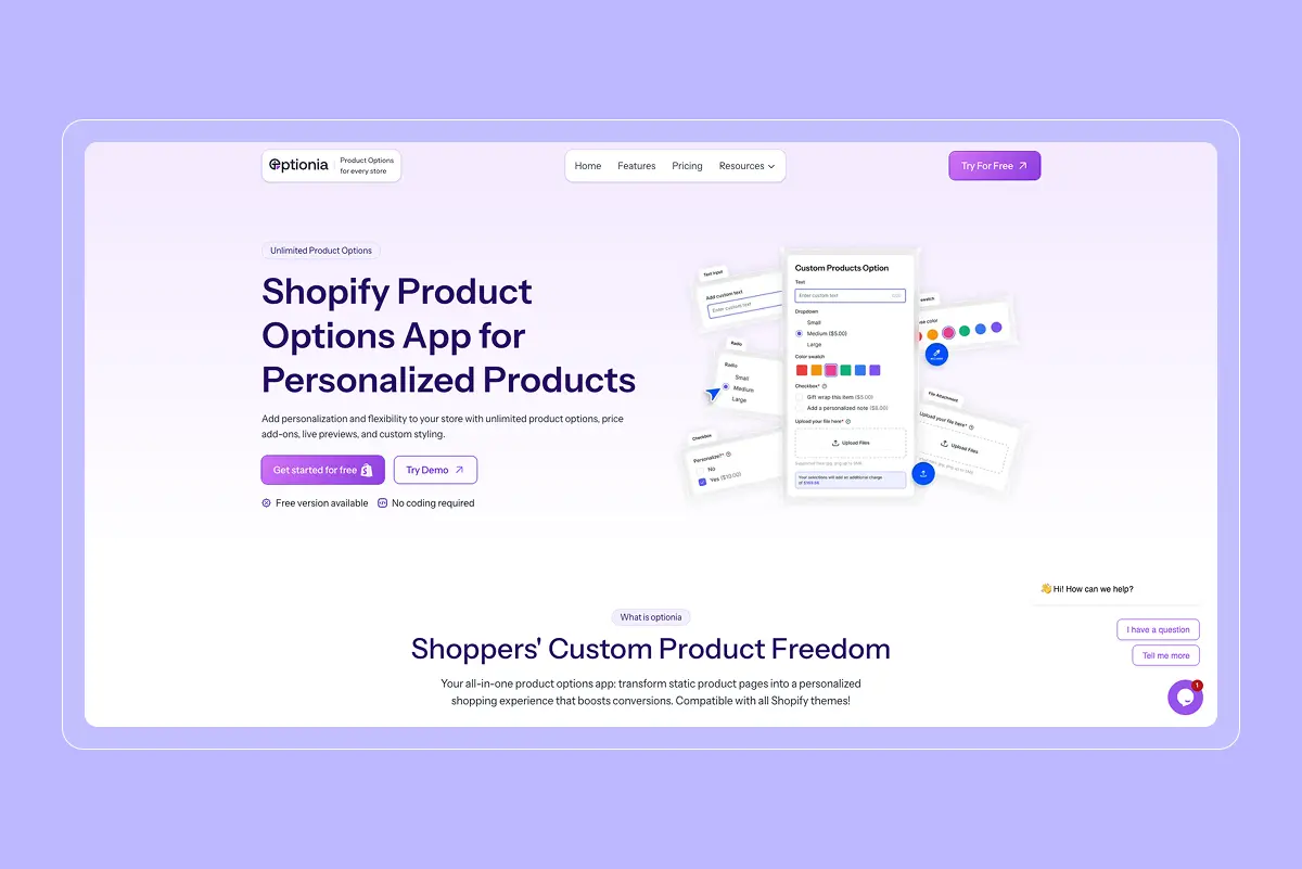 optionia website homepage